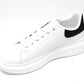 Lace Up Trainer In White with Black Heel