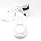 Lace Up Trainer In White with Black Heel