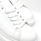 Lace Up Trainer In White with Black Heel