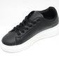 Lace Up Trainer in Black with White Sole