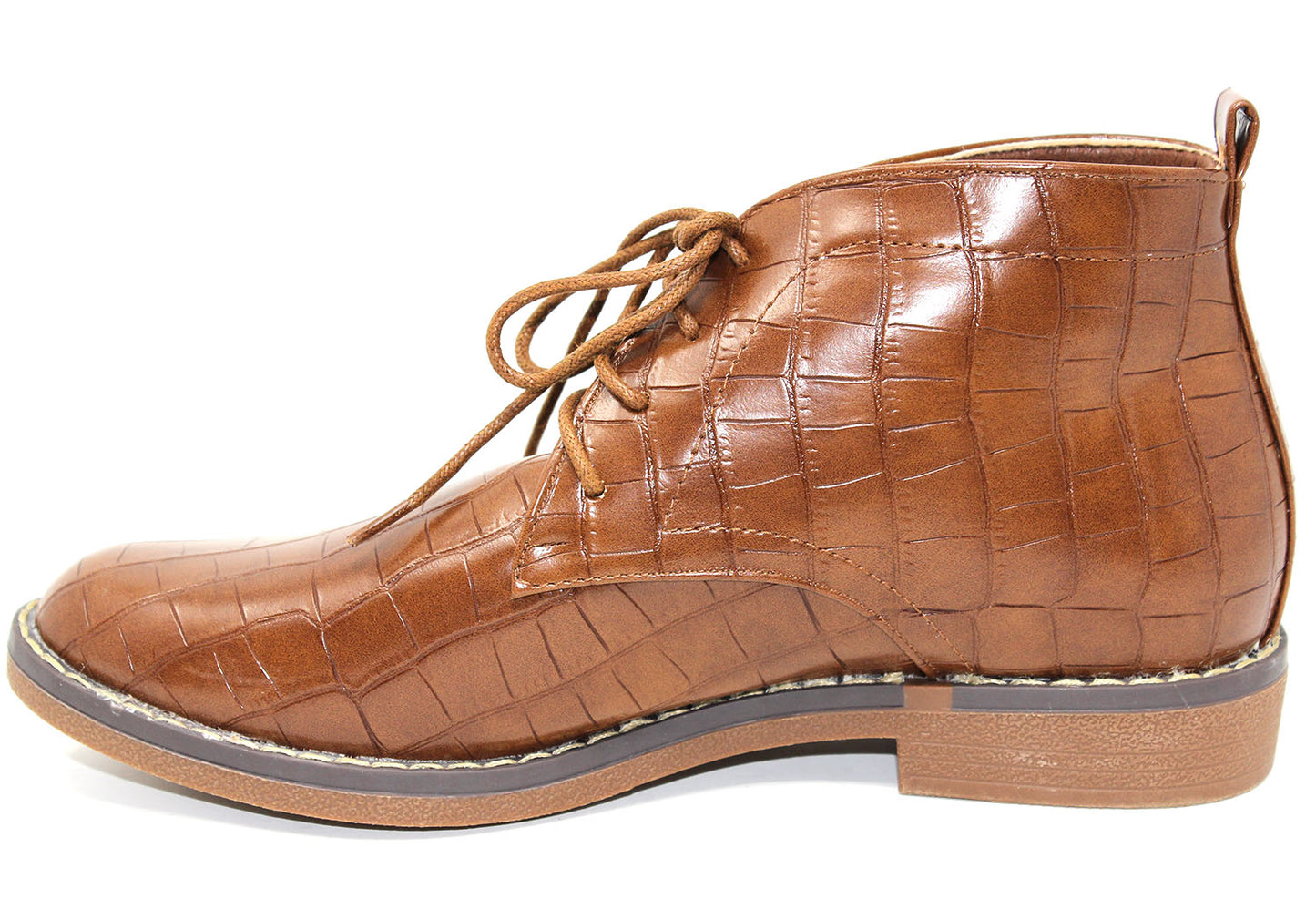 Croc Print Desert Boot in Camel