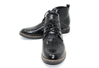 Croc Print Desert Boot in Black