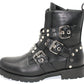 Chunky Studded Boot With Strap Detail In Black