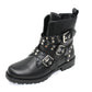 Chunky Studded Boot With Strap Detail In Black