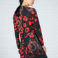 Long Sleeve Print Dress in Black & Red