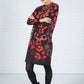 Long Sleeve Print Dress in Black & Red