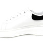 Lace Up Trainer In White with Black Heel