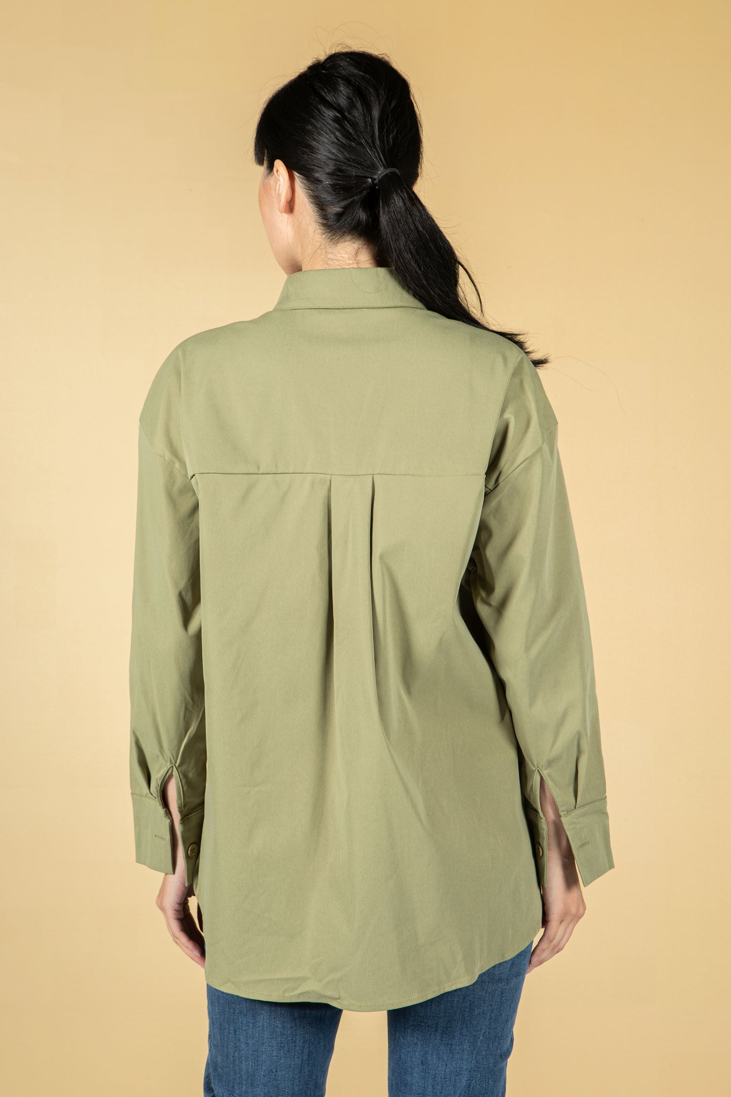 Utility style button shirt in khaki