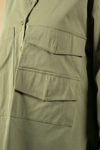 Utility style button shirt in khaki