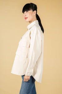 utility style button shirt in cream