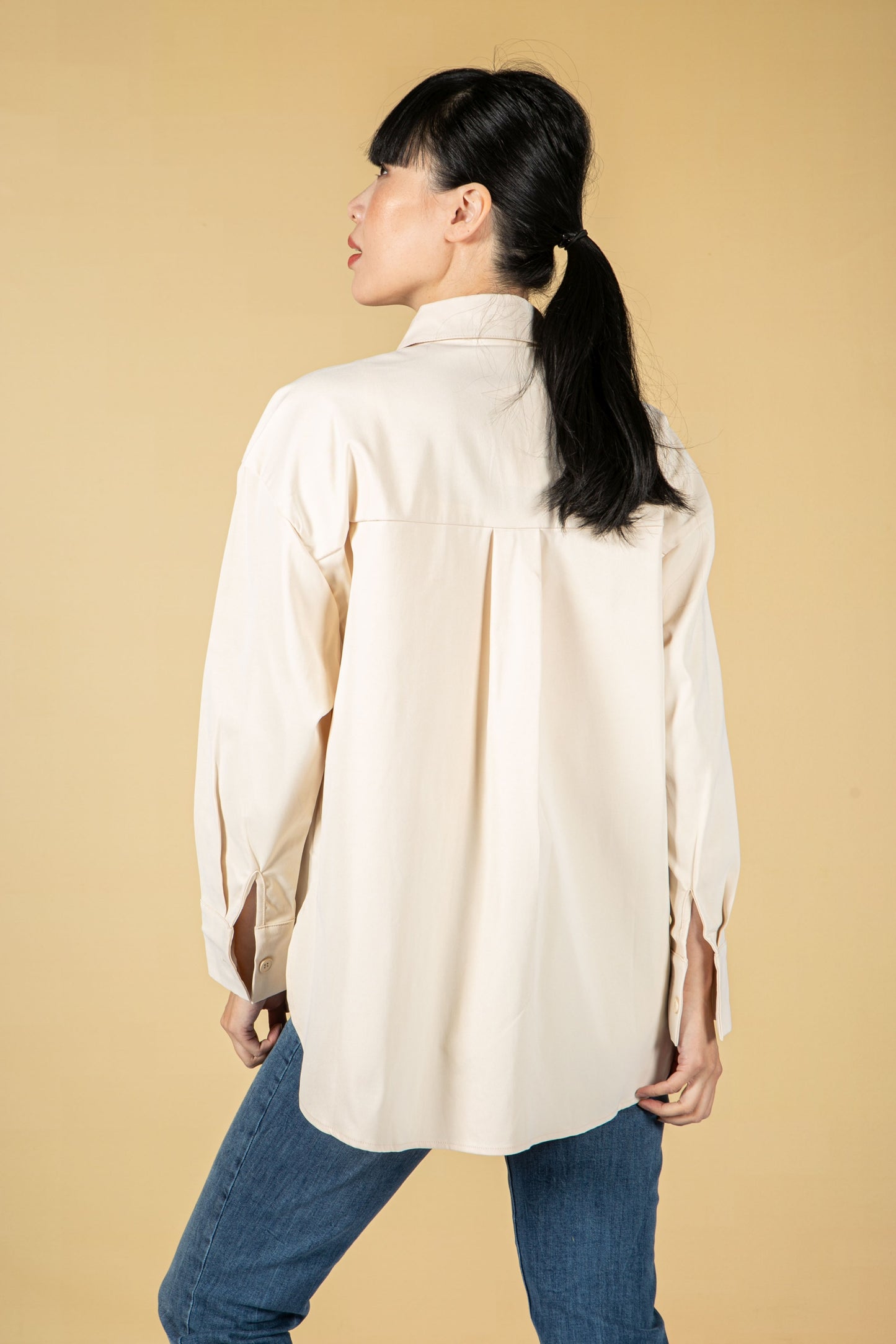 utility style button shirt in cream