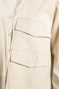 utility style button shirt in cream