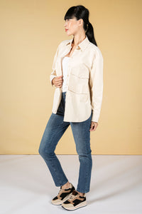 utility style button shirt in cream