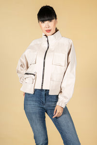 Utility zipped jacket in stone