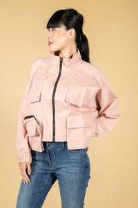 Utility zipped jacket in dusty pink