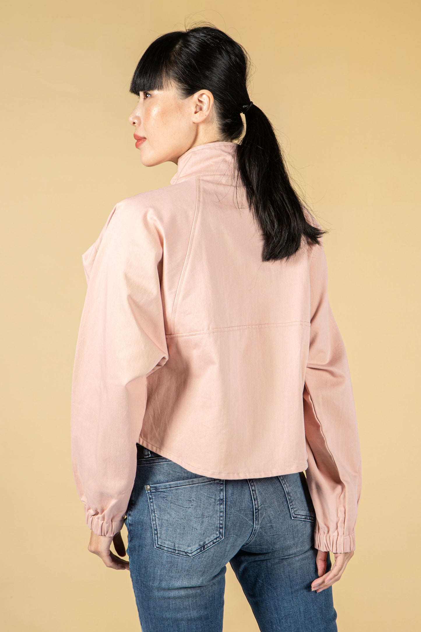 Utility zipped jacket in dusty pink