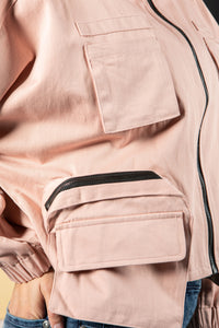 Utility zipped jacket in dusty pink