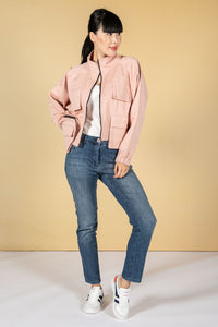 Utility zipped jacket in dusty pink