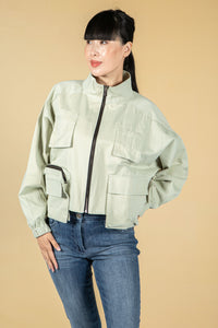 Utility zipped jacket in sage