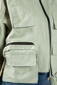 Utility zipped jacket in sage