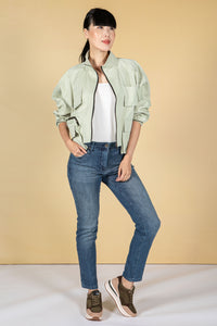 Utility zipped jacket in sage