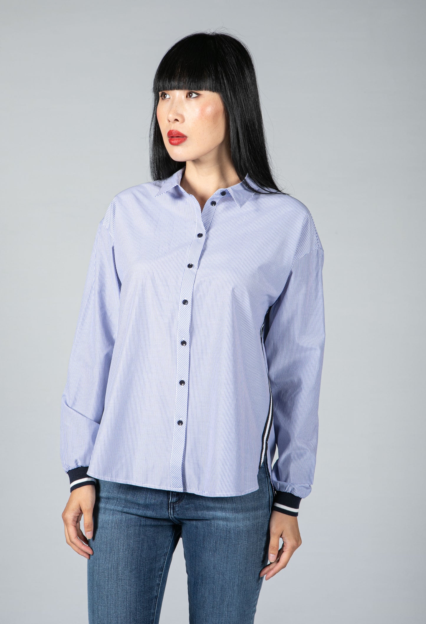 Navy Pinstriped Shirt