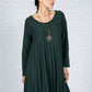 Pleated Knit Dress in Bottle Green