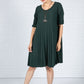 Pleated Knit Dress in Bottle Green