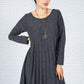 Pleated Knit Dress in Peppered Navy