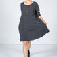 Pleated Knit Dress in Peppered Navy