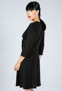 Knot Detail Black Knit Dress