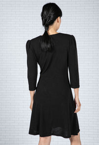 Knot Detail Black Knit Dress