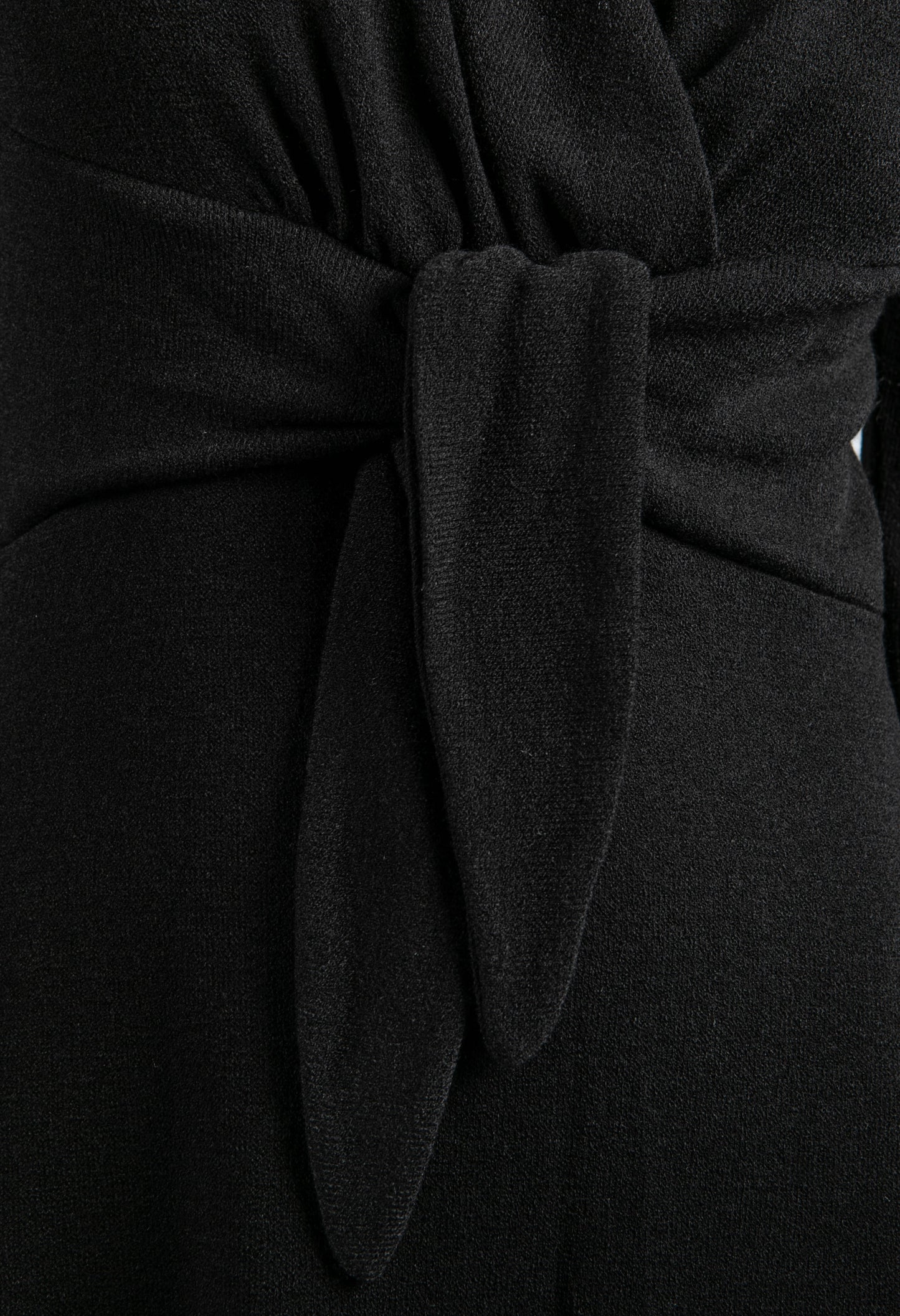 Knot Detail Black Knit Dress