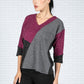 Rose Wine Colour Block Knit Top