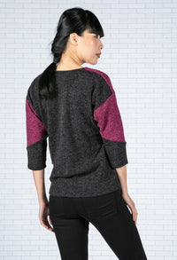 Rose Wine Colour Block Knit Top