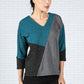 Teal Colour Block Knit Top