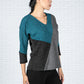 Teal Colour Block Knit Top