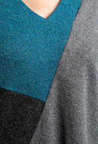 Teal Colour Block Knit Top