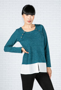 Teal Knit Top with Under Shirt Detail