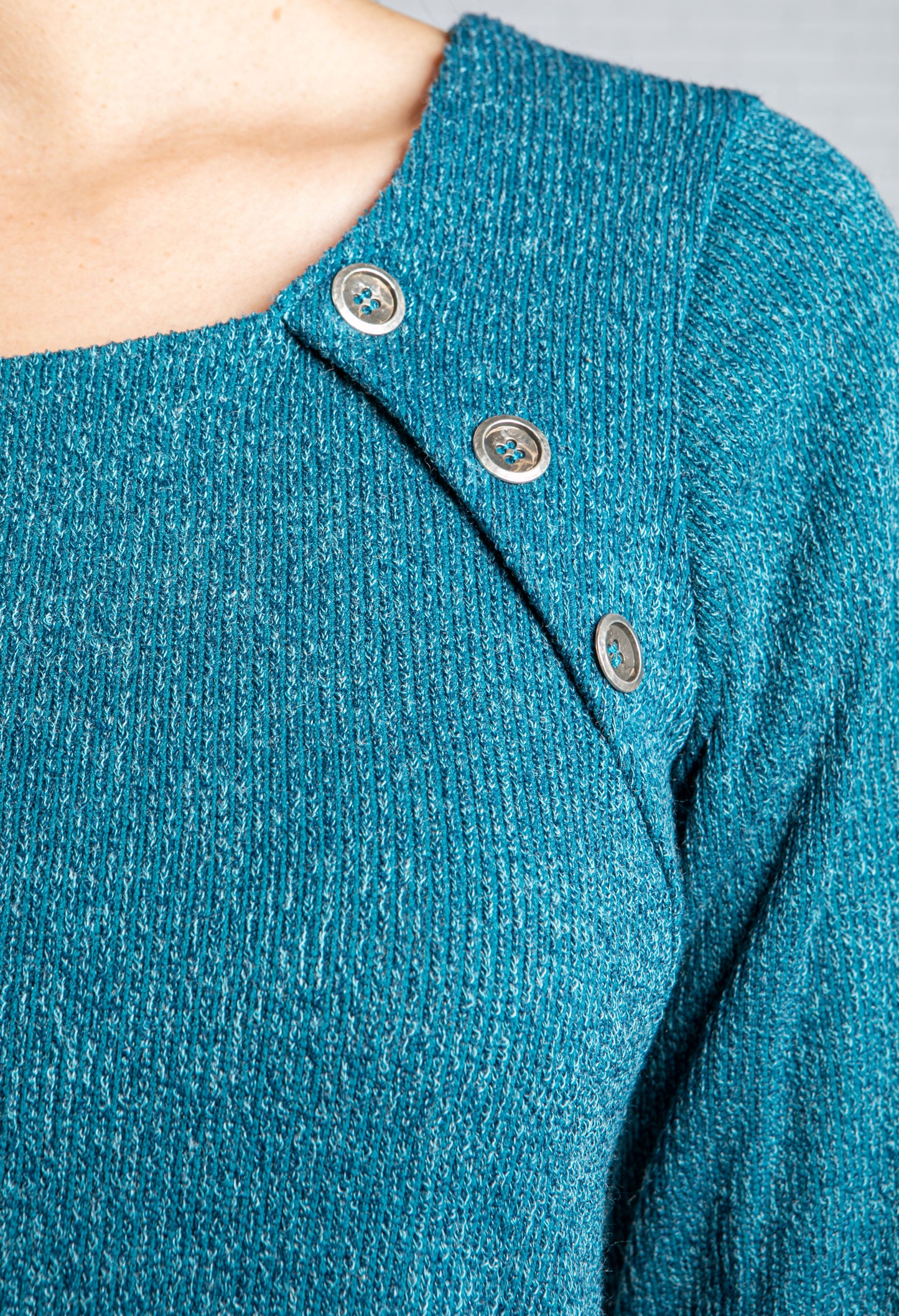 Teal Knit Top with Under Shirt Detail