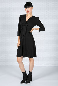 Knot Detail Black Knit Dress