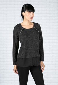 Black Pepper Knit Top with Under Shirt Detail