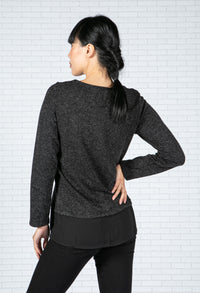 Black Pepper Knit Top with Under Shirt Detail