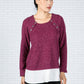 Rose Wine Knit Top with Under Shirt Detail