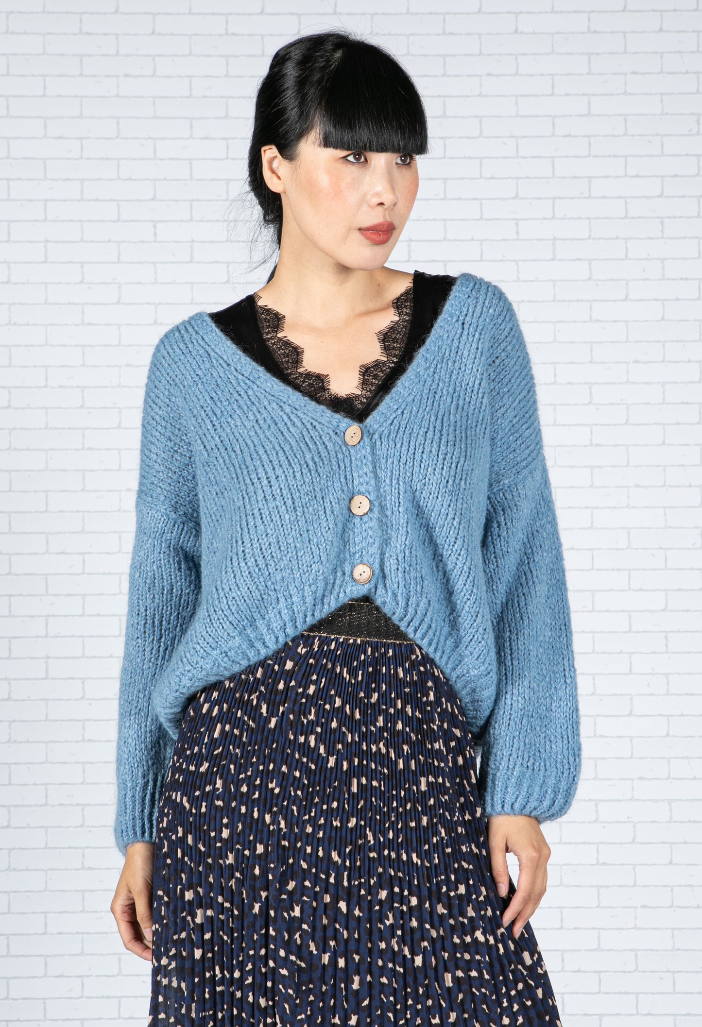 Powder Blue Relaxed Fit Cardi