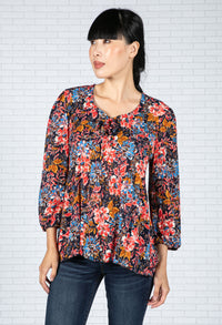 Floral Print Pleated Blouse