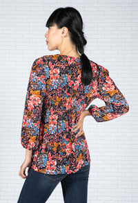 Floral Print Pleated Blouse