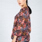 Floral Print Pleated Blouse