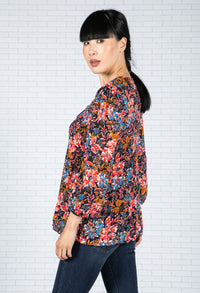 Floral Print Pleated Blouse