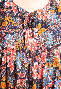 Floral Print Pleated Blouse